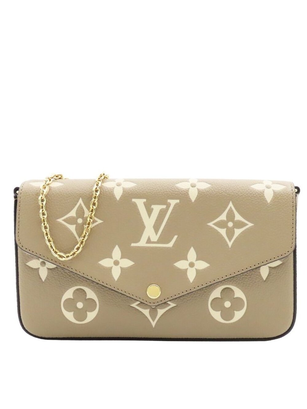 Louis Vuitton Pochette Felicie Tourterelle Beige Empreinte Shoulder Bag Chain